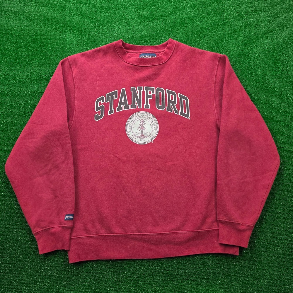 Stanford University Jansport Crewneck Sweatshirt Unisex Medium Red Collegiate